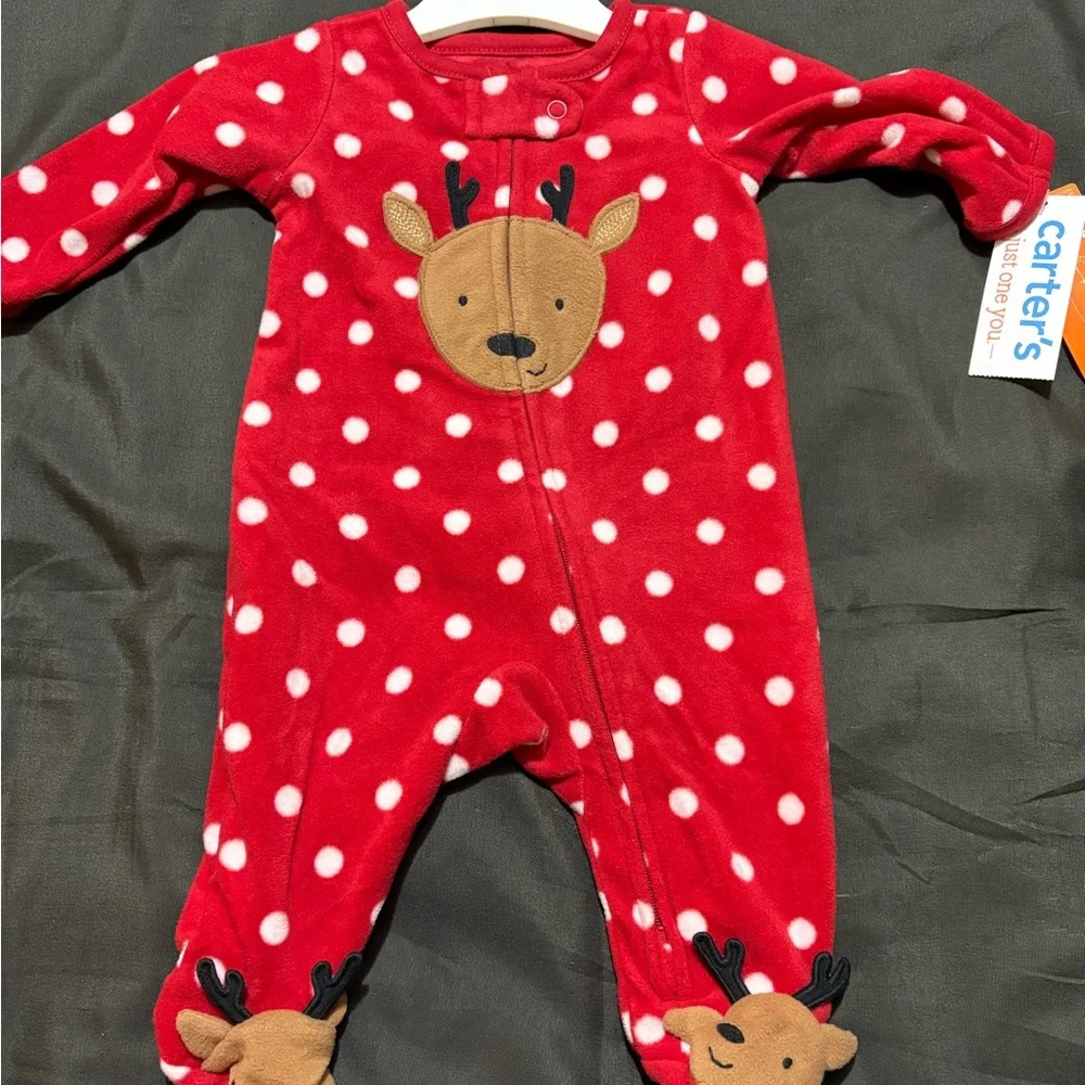 Carter's Festive Red Reindeer Footie - Picture 1 of 4
